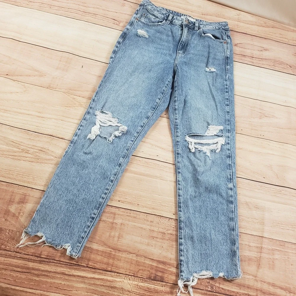 Garage Jeans Juniors 7 Blue Straight Regular Denim Outdoor Distressed‎ Ladies